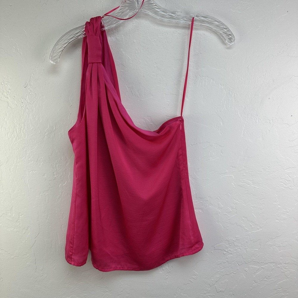 Greylin Blouse Womens Small Pink Amanda One Shoulder Draped Cowl Side Zip NWT